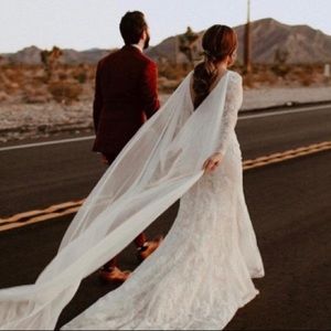 Ivory silk bridal cape MARION